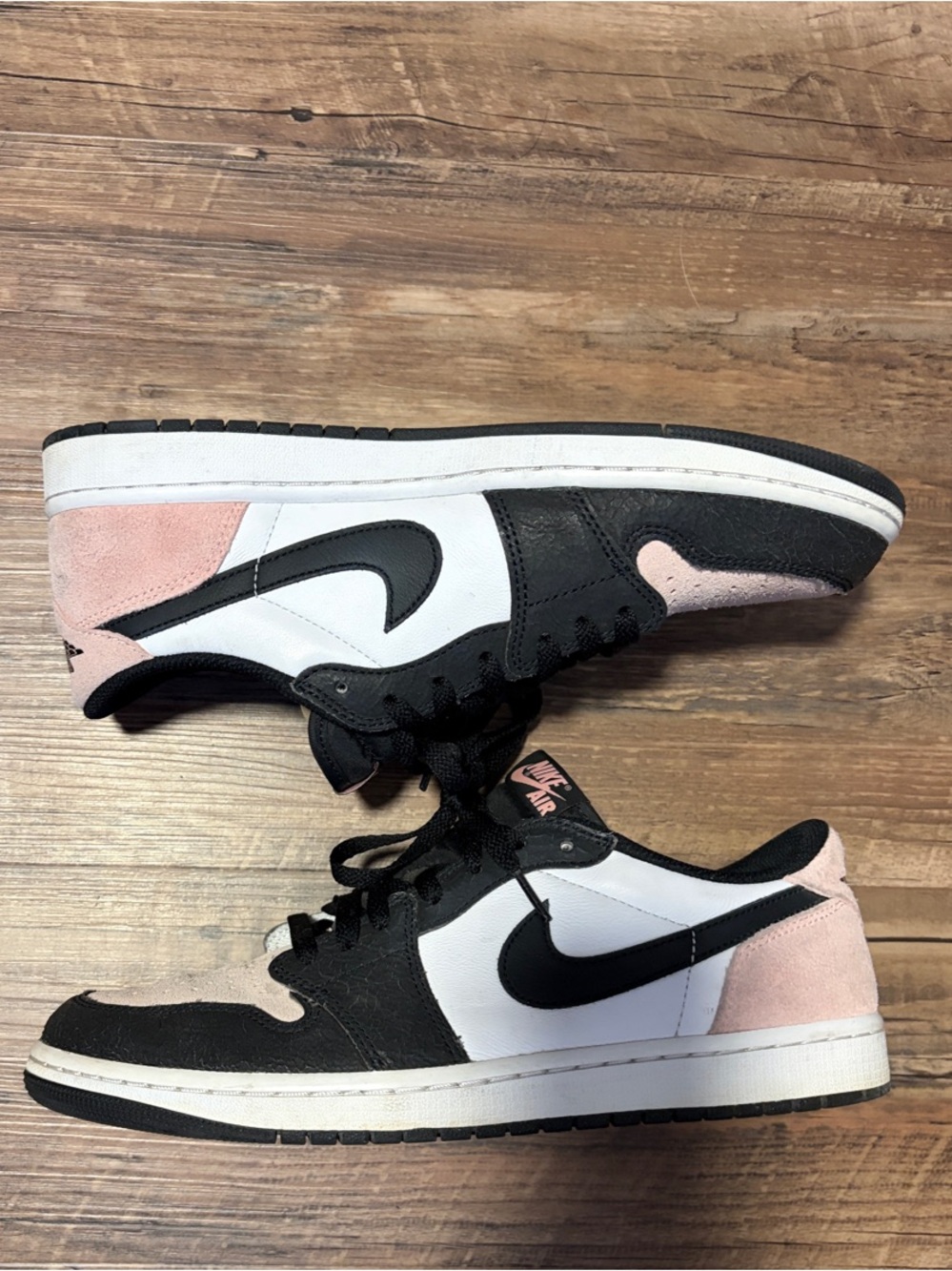 Nike Men’s Air Jordan 1 Low-Top Sneakers in Black, White & Light Pink